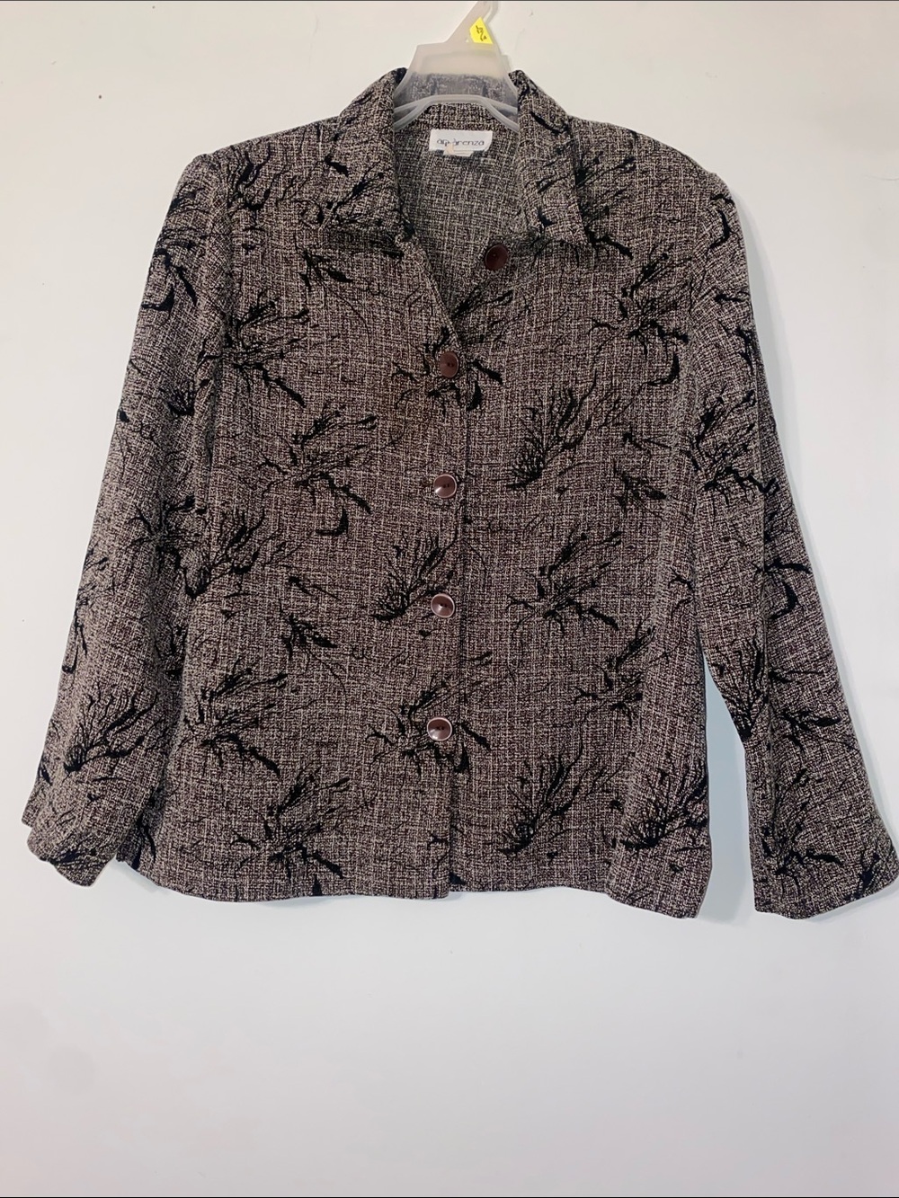 Apparenza Gray Button-Down Shirt with Black Abstract Print
